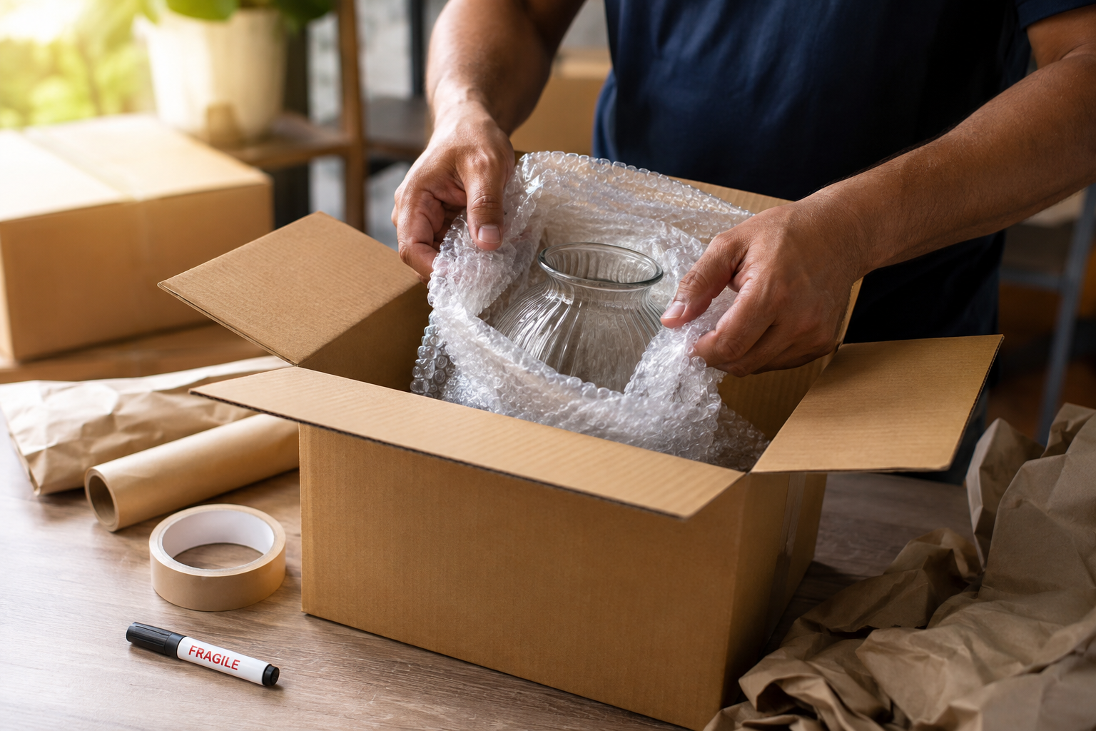 how to pack fragile items for moving safely